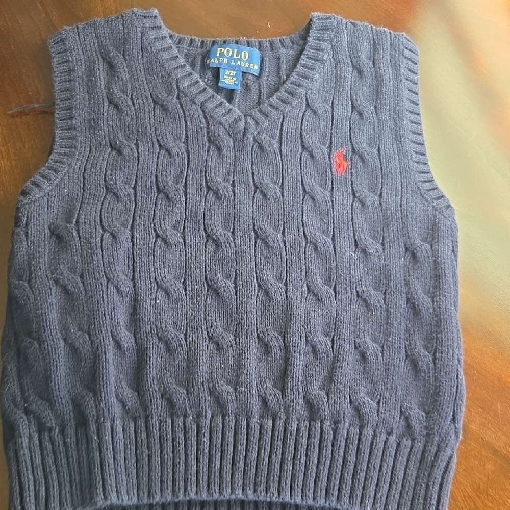 Polo by Ralph Lauren Charcoal Cable Knit Sweater Vest